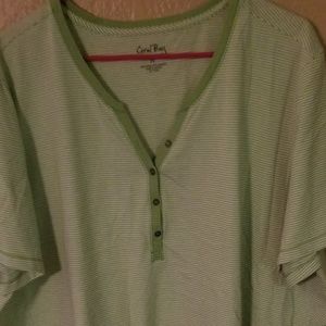 Coral Bay Green & White Striped Top 3x Plus Size
